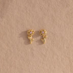 Birth Flower Stud Earrings Silver 18K Gold Plated