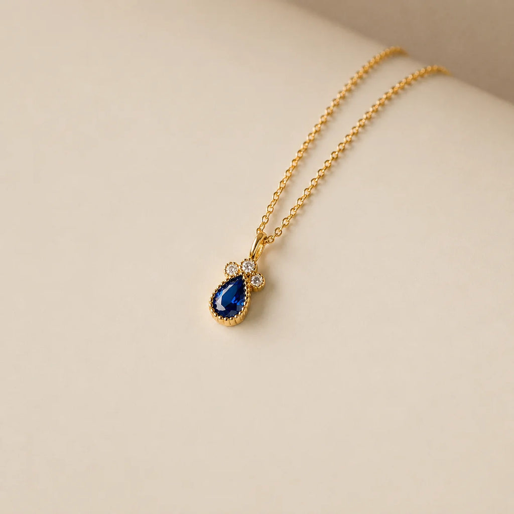 Timeless Sapphire Teardrop Necklace