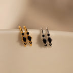 Amaya Black Marquise Threaders Silver 18K Gold Plated