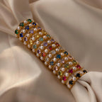 Pink Ruby & Pearl Lace Ring Silver 18K Gold Plated