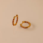Garnet Inside Out Huggies Silver 18K Gold Plated
