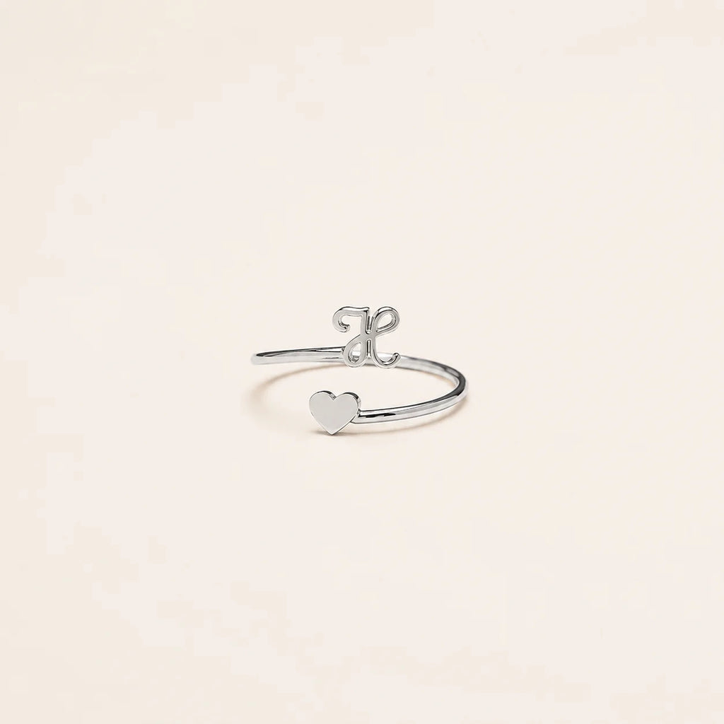 Initial Heart Wrap Ring