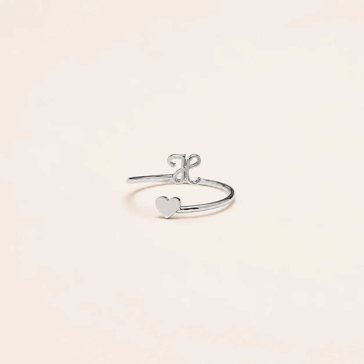 Initial Heart Wrap Ring