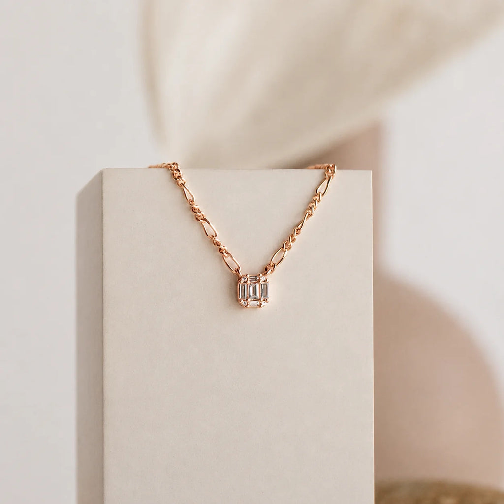 Square Diamond Figaro Necklace