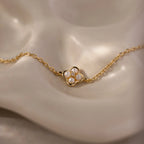 Diamond Pearl Flower Bracelet Silver 18K Gold Plated