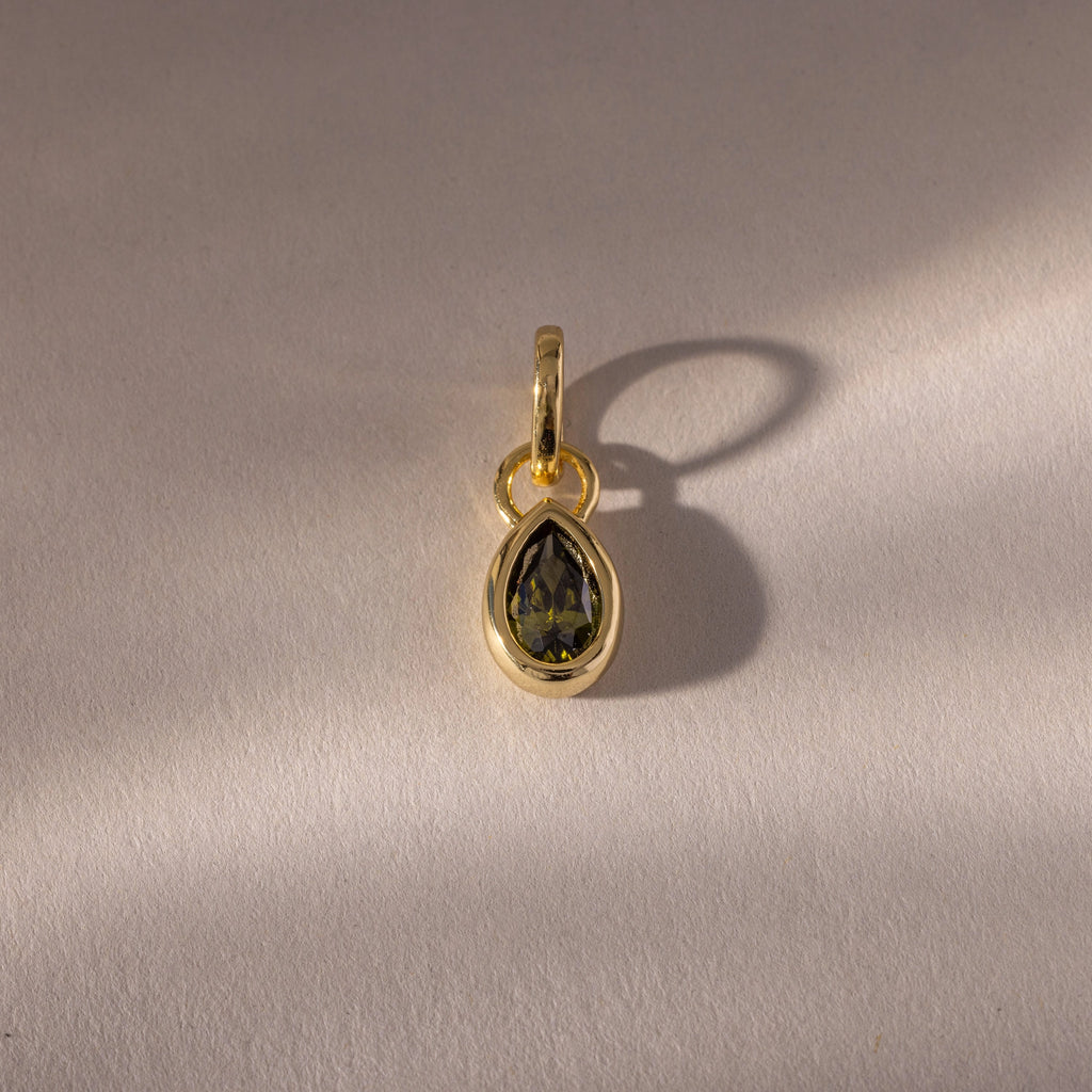 Teardrop Peridot Charm Silver 18K Gold Plated