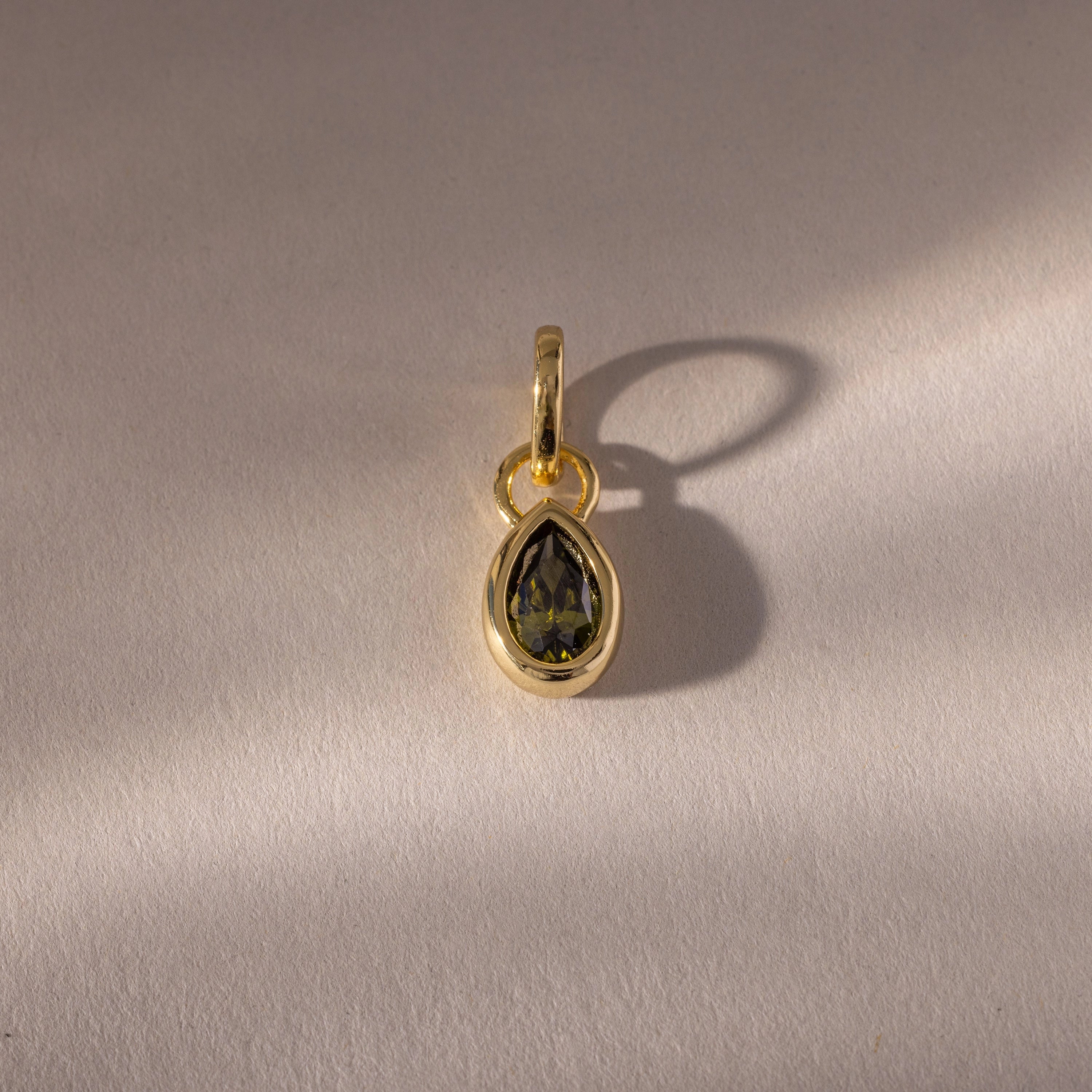Teardrop Peridot Charm Silver 18K Gold Plated