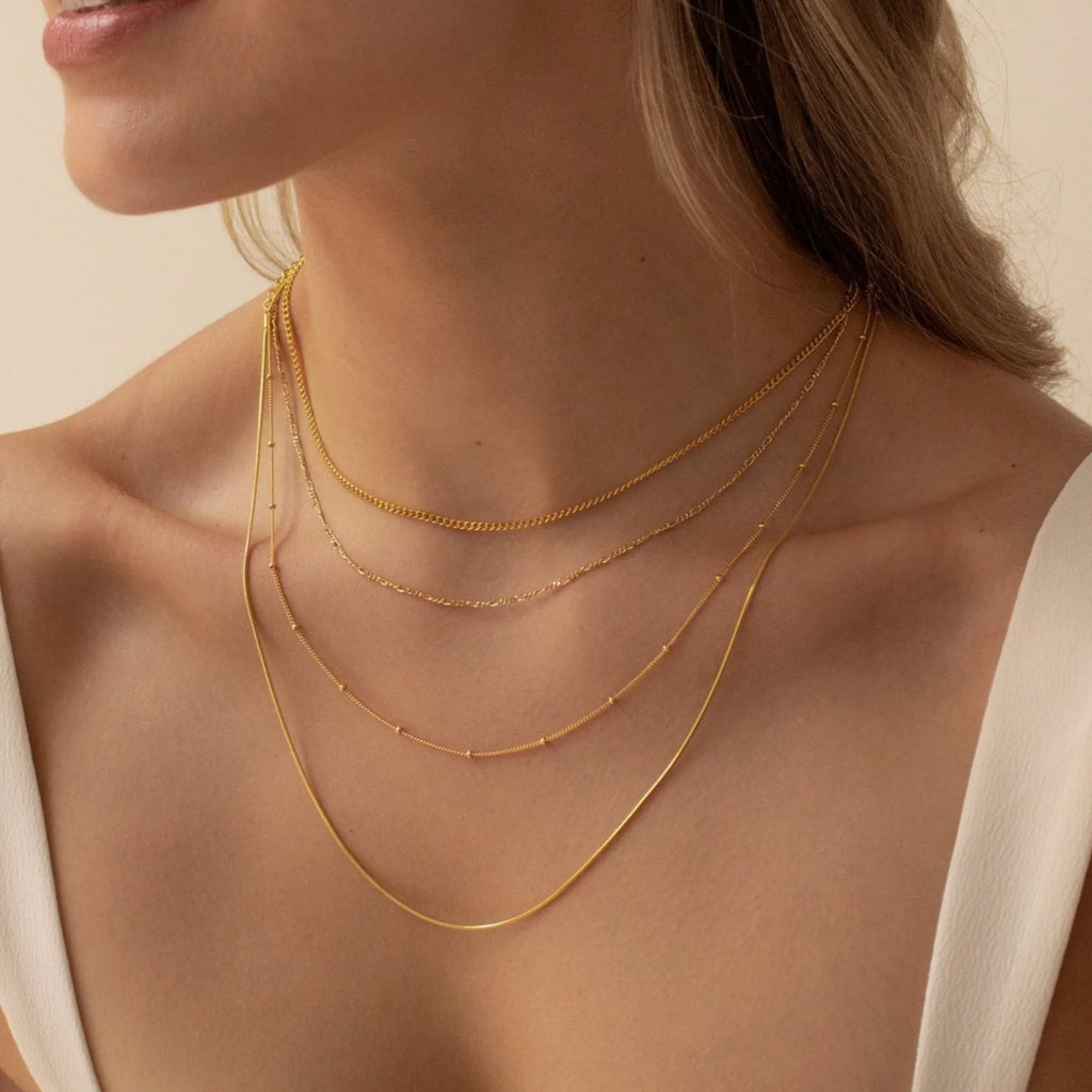 Essential Necklace Chains Silver 18K Gold Plated