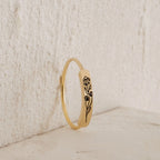 Birth Flower Bar Ring Silver 18K Gold Plated