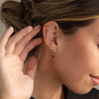 Onyx Baguette Drop Huggies Silver 18K Gold Plated