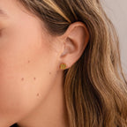 Jade Clover Studs Silver 18K Gold Plated