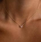 Diamond Bow Necklace Silver 18K Gold Plated