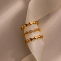 Diamond Wave Eternity Ring Set Silver 18K Gold Plated