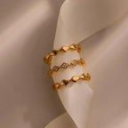 Diamond Wave Eternity Ring Set Silver 18K Gold Plated