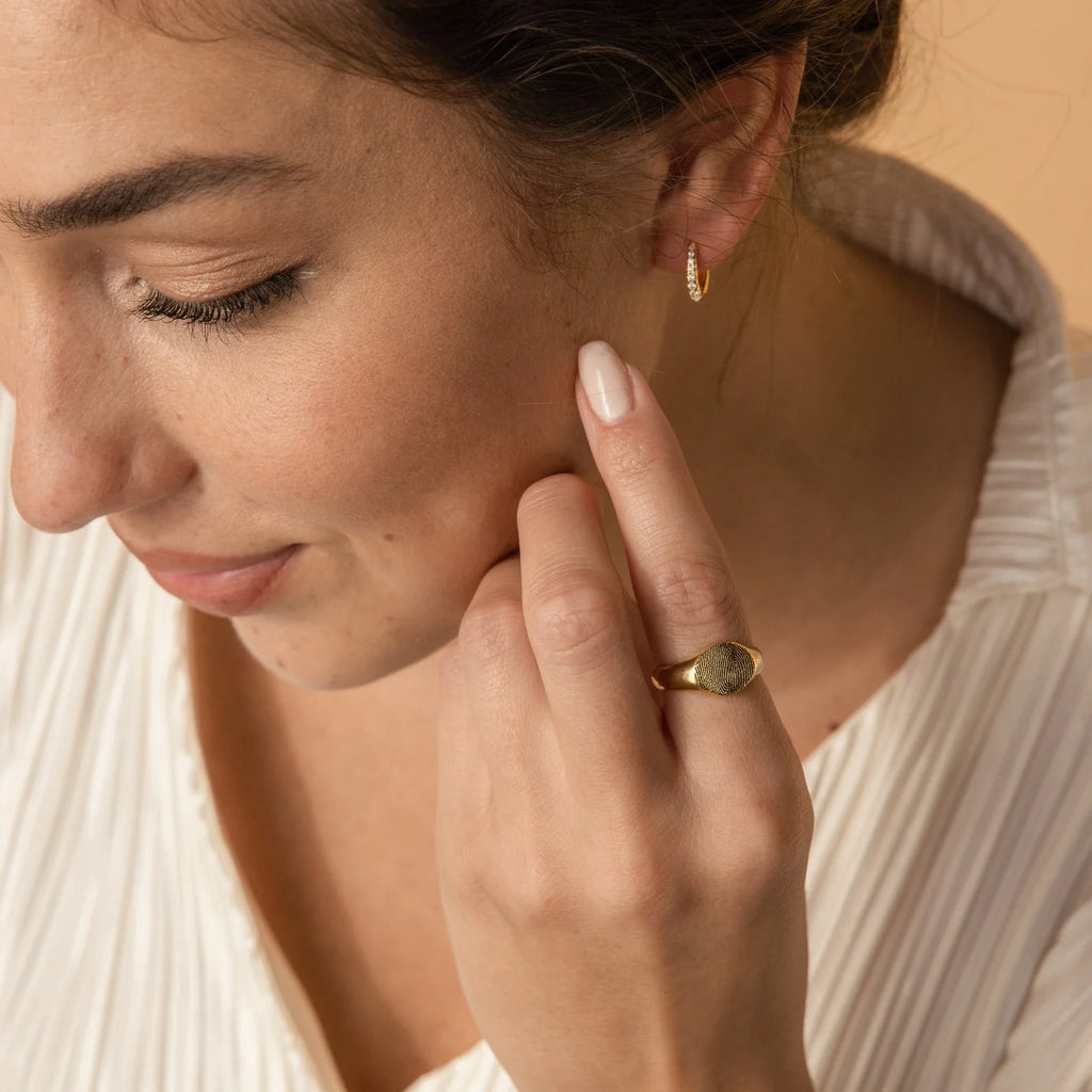 Fingerprint Signet Ring Silver 18K Gold Plated