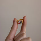 Toi et Moi Tapered Birthstone Ring Silver 18K Gold Plated