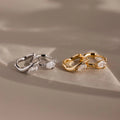 Organic Diamond Teardrop Hoops Silver 18K Gold Plated