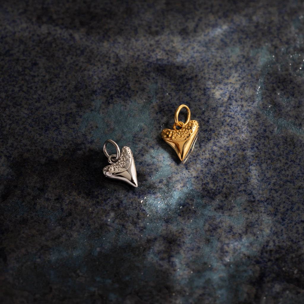Dainty Shark Tooth Charm Silver 18K Gold Plated