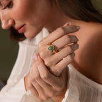 Solace Jade Diamond Signet Ring Silver 18K Gold Plated
