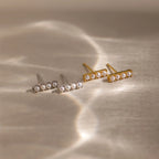 Dainty Pearl Bar Studs Silver 18K Gold Plated