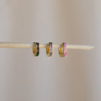 Black Opal Inlay Huggies Silver 18K Gold Plated