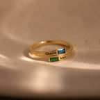 Toi et Moi Baguette Cut Name Ring Silver 18K Gold Plated