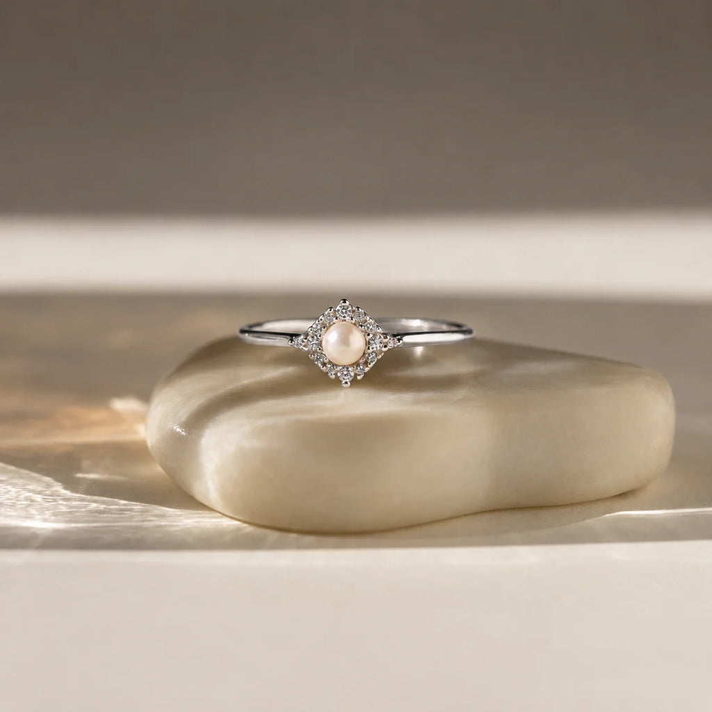 Vintage Pave Pearl Ring