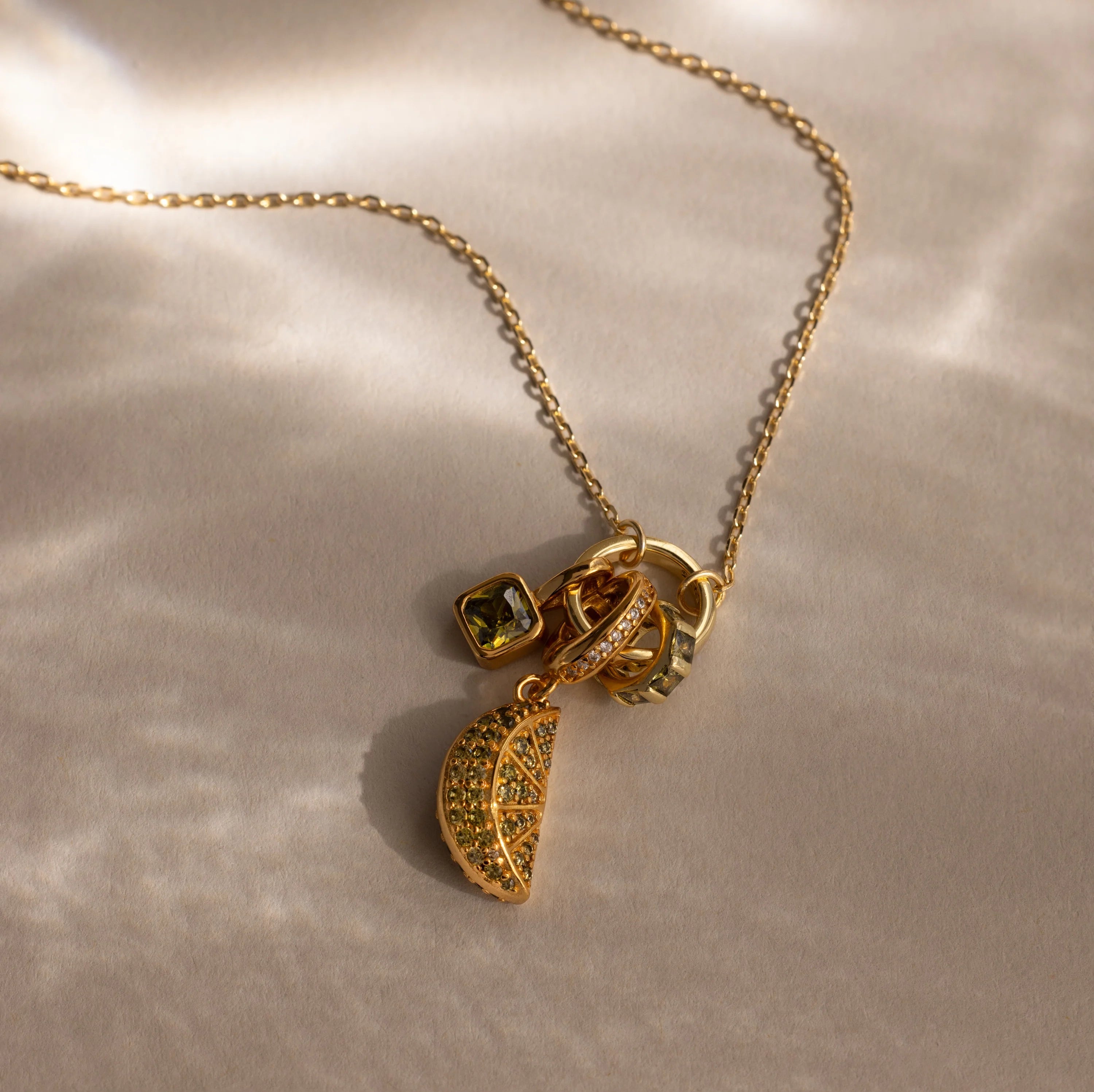 Birthstone Fruit Charm Silver 18K Gold Plated