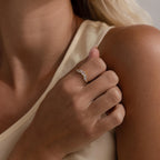 Diamond Curve Cluster Ring Silver 18K Gold Plated