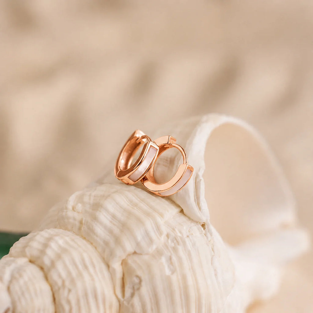 Mother of Pearl Inlay Huggies