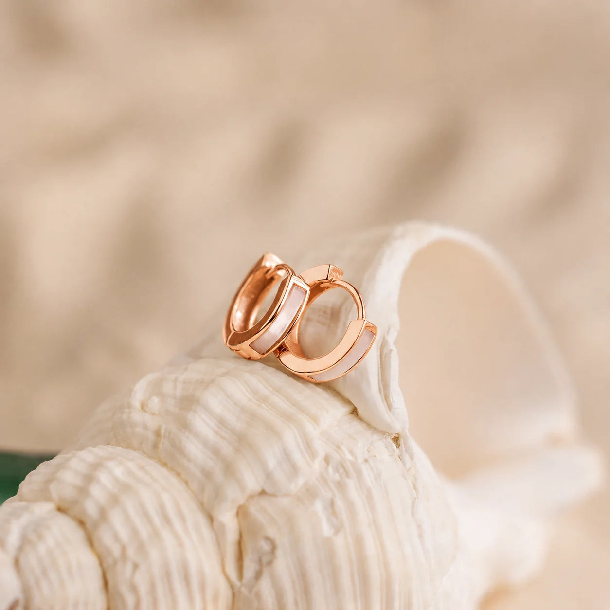 Mother of Pearl Inlay Huggies