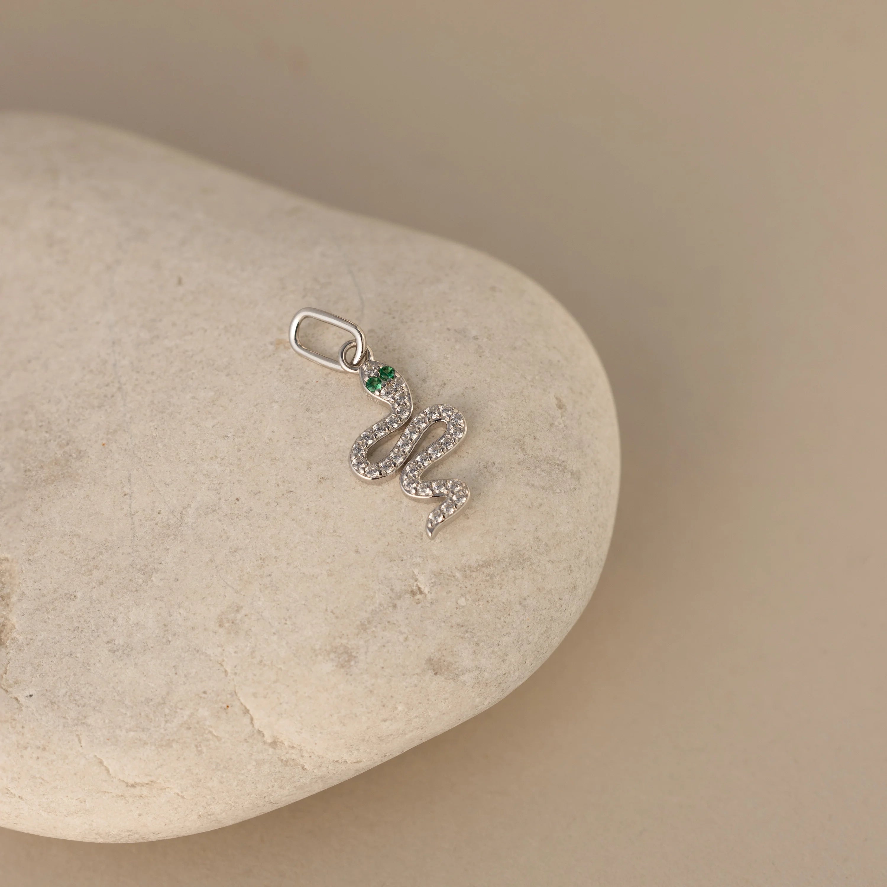 Diamond Snake Charm Silver 18K Gold Plated