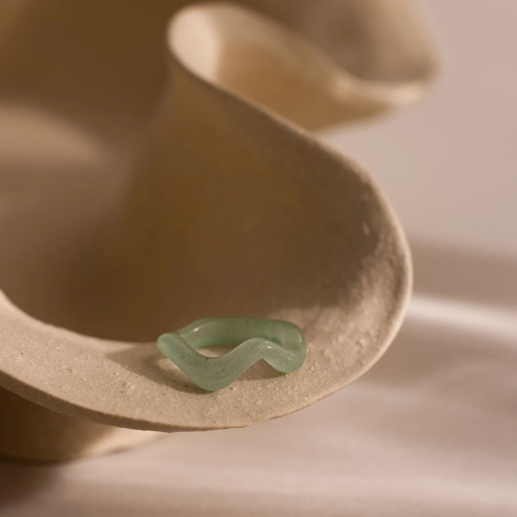 Jade Wave Ring Silver 18K Gold Plated