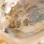 Labradorite Hexagon Studs Silver 18K Gold Plated