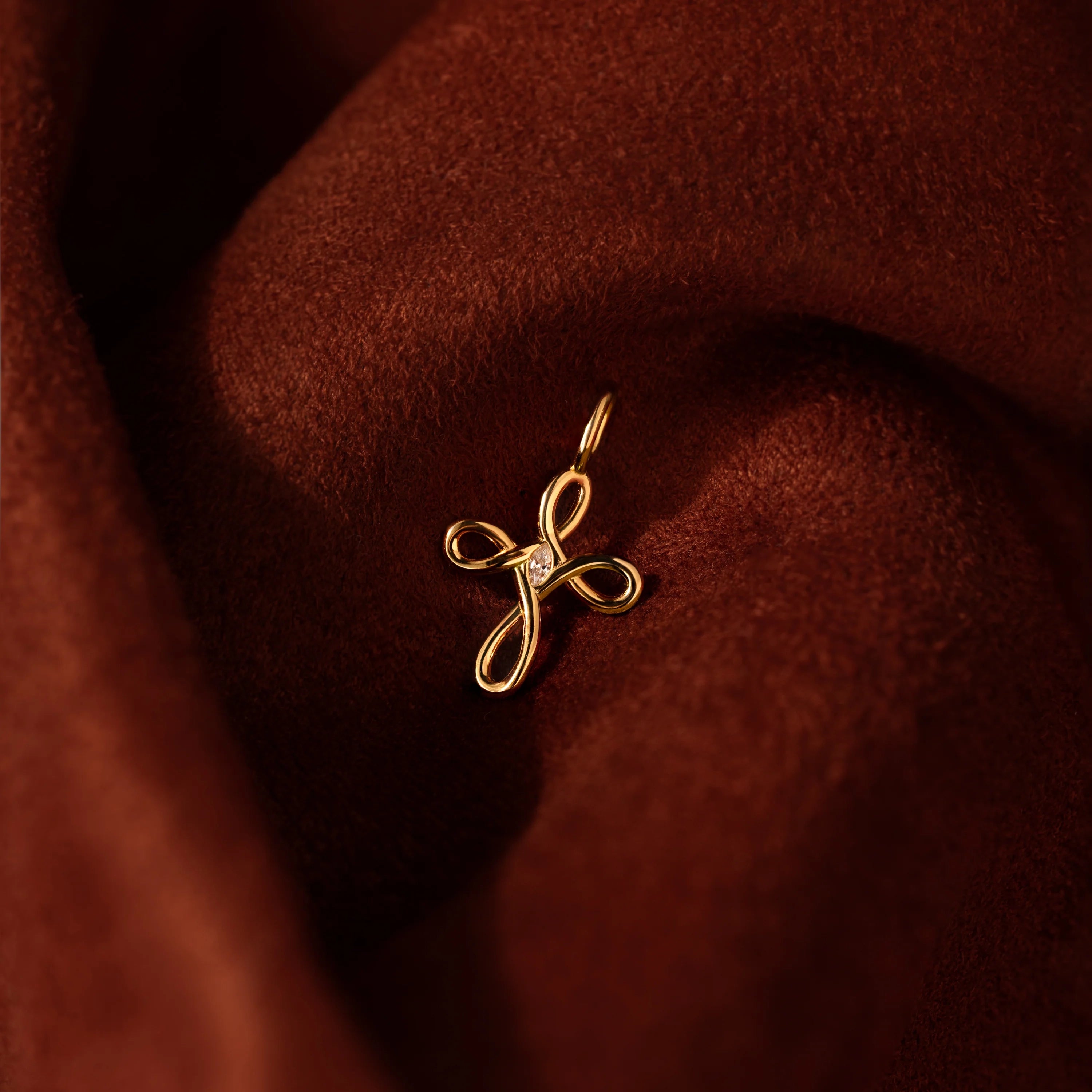 Diamond Infinity Cross Charm Silver 18K Gold Plated