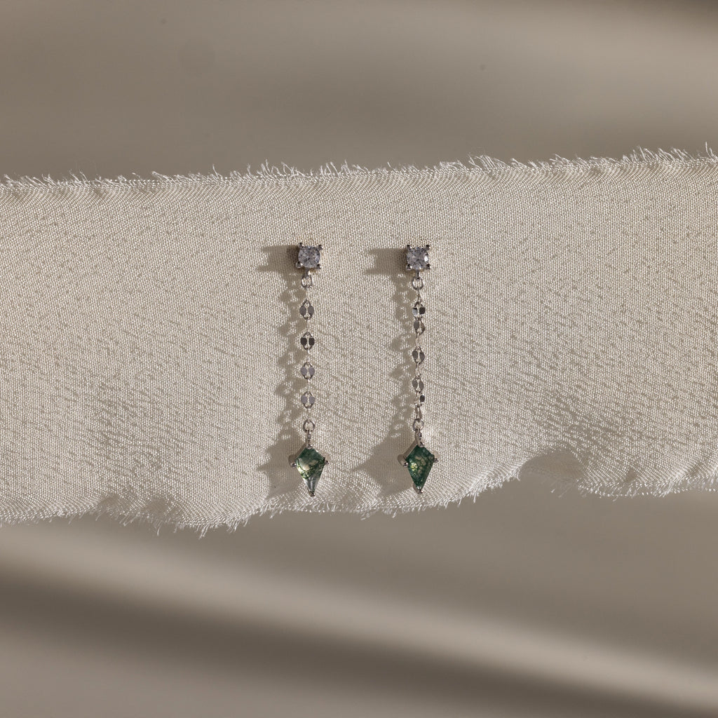 Agate Diamond Earrings Silver 18K Gold Plated
