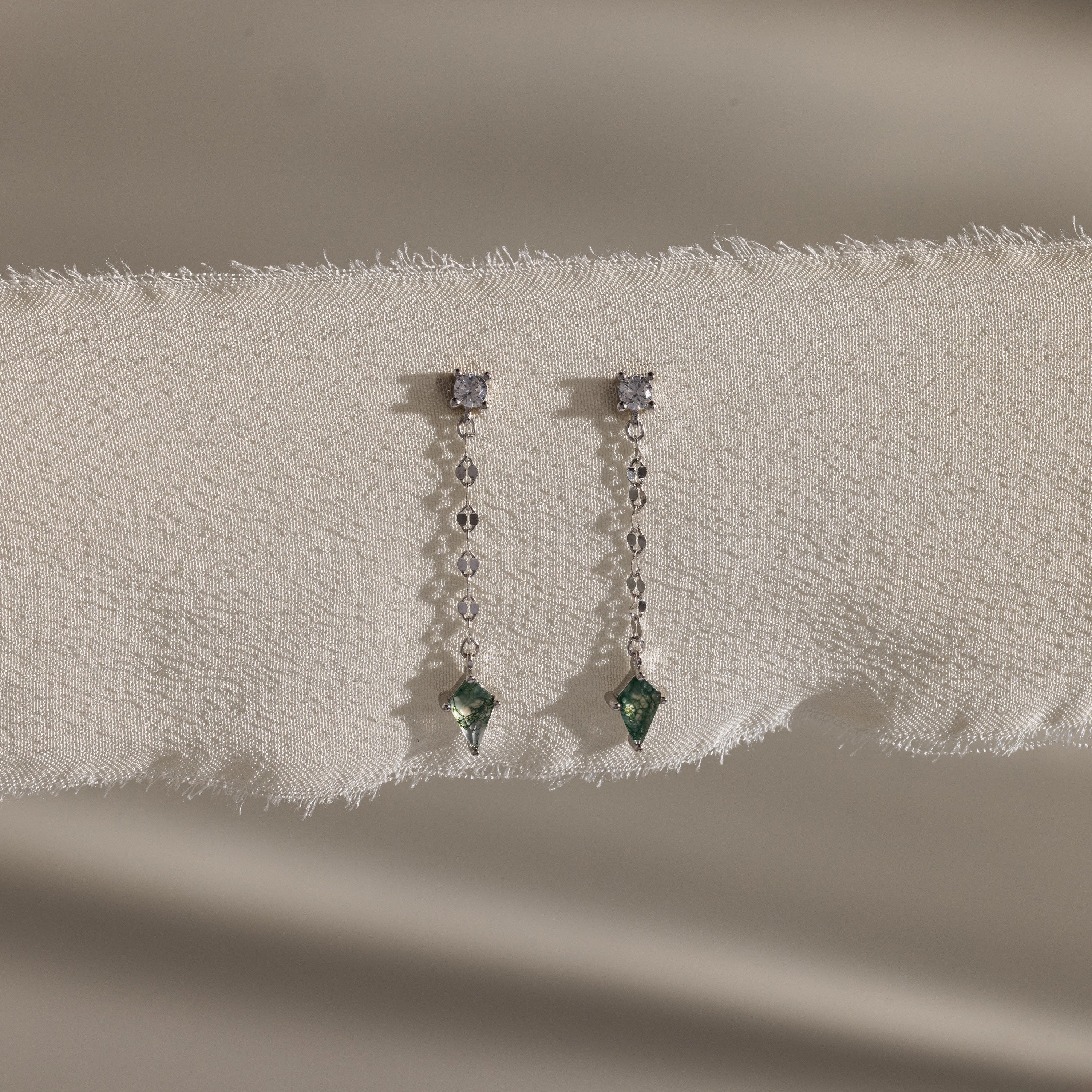 Agate Diamond Earrings Silver 18K Gold Plated