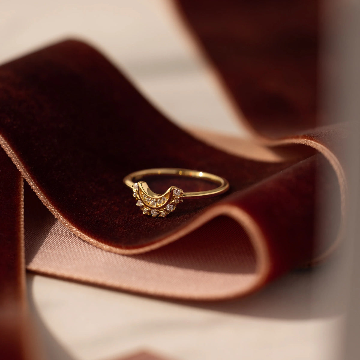 Diamond Star Moon Ring Silver 18K Gold Plated