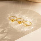 Flower Birthstone Ring Silver 18K Gold Plated