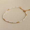 Dainty Pearl Beaded Anklet Silver 18K Gold Plated