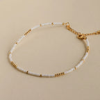 Dainty Pearl Beaded Anklet Silver 18K Gold Plated