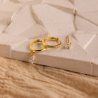 Diamond Pave Earrings Set Silver 18K Gold Plated