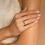 Pave Triple Birthstone Ring Silver 18K Gold Plated
