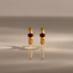 Ribbed Ruby Huggies Silver 18K Gold Plated