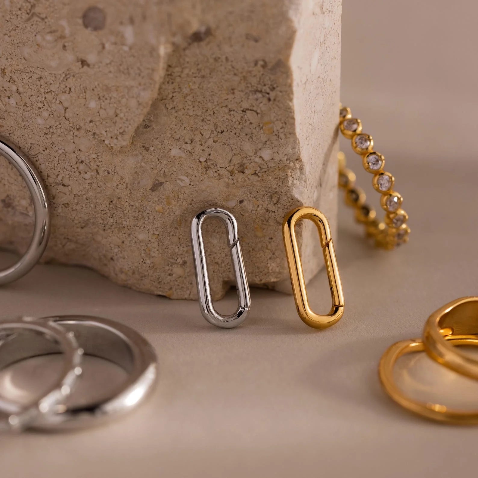 Multipurpose Mixed Metal Clasp Set Silver 18K Gold Plated