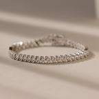 Diamond S-Link Tennis Bracelet Silver 18K Gold Plated