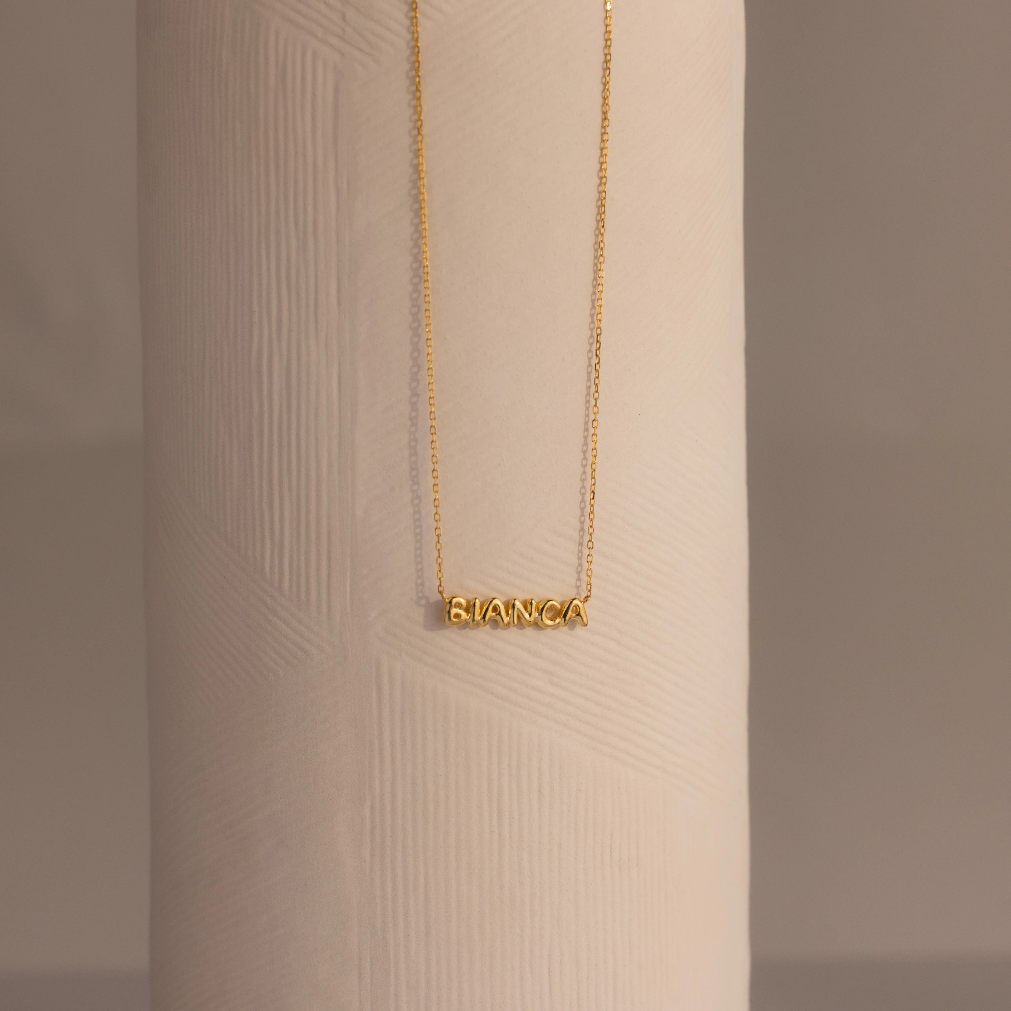 Tiny Bubble Name Necklace Silver 18K Gold Plated