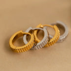 Ribbed Huggies  Silver 18K Gold Plated