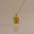 Birth Flower Charm Necklace Silver 18K Gold Plated