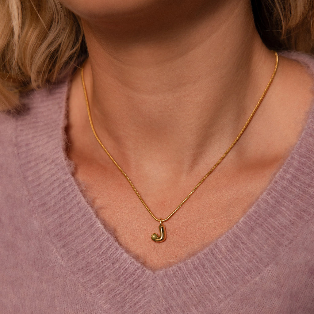 Gemstone Bubble Initial Necklace Silver 18K Gold Plated